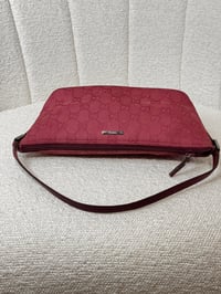 Image 2 of Vintage Authentic Gucci GG Pochette Boat Handbag in Red