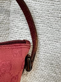 Image 3 of Vintage Authentic Gucci GG Pochette Boat Handbag in Red