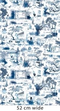 Image 3 of 'Toile du Boys' Wallpaper Roll – Classic Blue – 10m