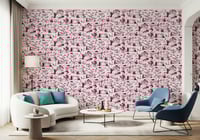 Image 4 of 'Toile du Boys' Wallpaper Roll – Dark Pink – 10m