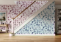 Image 6 of 'Toile du Boys' Wallpaper Roll – Dark Pink – 10m