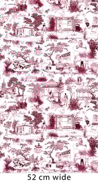 Image 3 of 'Toile du Boys' Wallpaper Roll – Dark Pink – 10m