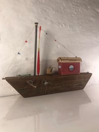 Image 2 of Red Boat Driftwood Boats Driftwood