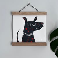 Image 2 of Happy Dog Screenprint - black and red spotty