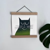 Image 2 of Happy Cat Screenprint Green
