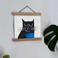 Image 4 of Happy Cat Screenprint blue collection
