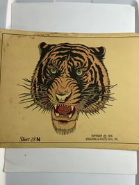 Image 2 of Incredible 1976 hand colored Spaulding & Roger’s Tiger head tattoo flash 11x14