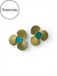 Image 1 of Boucles THEA émeraude metal