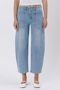 Image 2 of HIGH RISE ELASTIC BAND BARREL JEANS