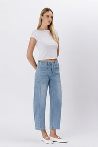 Image 4 of HIGH RISE ELASTIC BAND BARREL JEANS