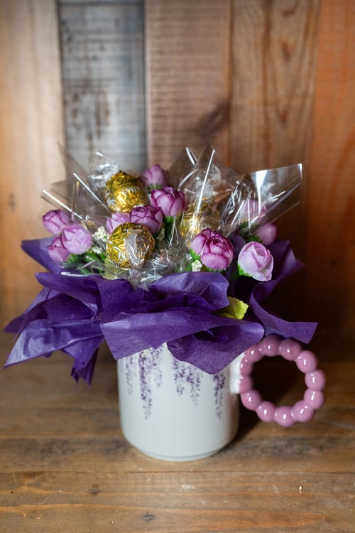 Image of Candy & Floral Mug Bouquet
