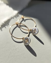 Image 2 of North Star two tone hoop earrings, hammered