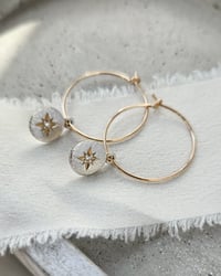Image 3 of North Star two tone hoop earrings, hammered