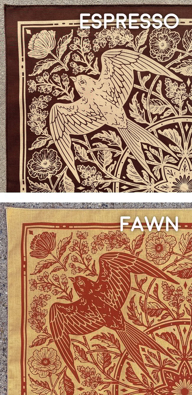 Barn Swallow Bandanas - Espresso, Fawn, Heather, Poppy