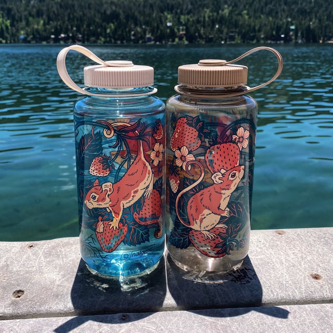 Strawberry Mice Nalgene Bottle - Seafoam & Cotton
