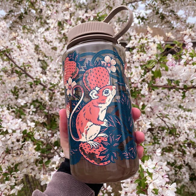 Strawberry Mice Nalgene Bottle - Seafoam & Cotton