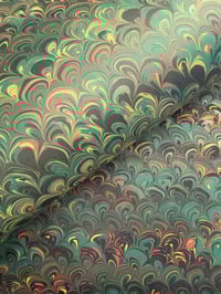 Image 1 of Green Small Peacock Hand Marbled Papers // Project 'Overs' 