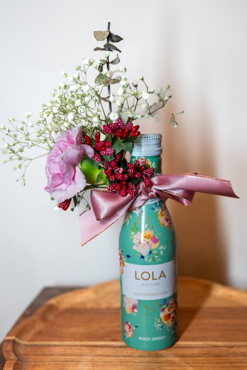 Image of Small Wine & Flower Gift