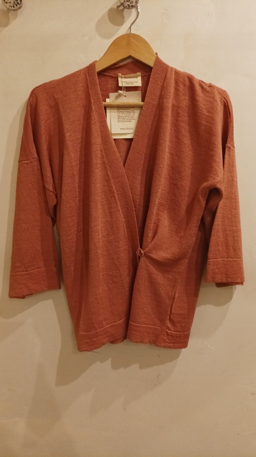 Image of 1-Kimono de lino cruzado rosa