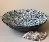 Image 1 of Handmade Lace Imprint Paper Mache Bowl | Recycled Paper Art Decor