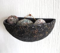 Image 7 of Wall Hanging Paper Mache Bowl | Wabi Sabi Sculptural Wall Pocket | Organic Modern Sustainable Art