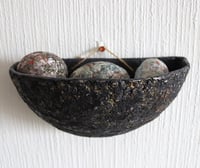 Image 5 of Wall Hanging Paper Mache Bowl | Wabi Sabi Sculptural Wall Pocket | Organic Modern Sustainable Art