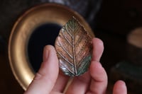 Image 3 of Cornice 22 in legno dorato con spilla foglia di rovo dipinto e retro "teschio"