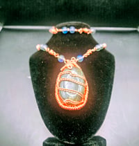 Image 3 of Labradorite Pendant/Blue Aura Quartz Copper Link Chain with matching Bracelet 