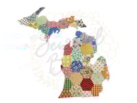 Image 1 of Michigan Hexi Patchwork (look) Applique