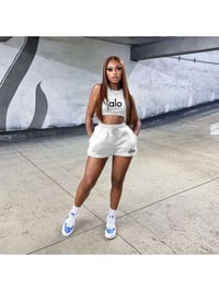 White Letter Print Cropped Tank Short Sets