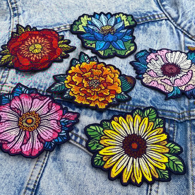 Flower Patches - Peony, Poppy, Marigold, Lotus, Wild Rose, Daisy