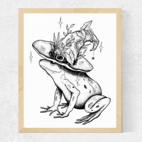 Witch Frog, Frog Print, Art Print, A5, Wall Art, Home Decor 