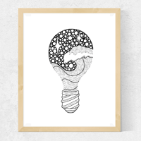 Lightbulb, Art Print, A5, Wall Art, Home Decor 
