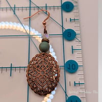 Image 2 of Boho Copper Filigree Earrings – Czech Glass & Crystal – Lightweight Artisan Earrings