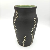 Image 1 of Sgraffito Vines Vase - Black/White/Green