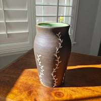 Image 3 of Sgraffito Vines Vase - Black/White/Green