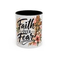 Image 1 of Faith Over Fear Accent Mug — Inspirational Christian Coffee Cup
