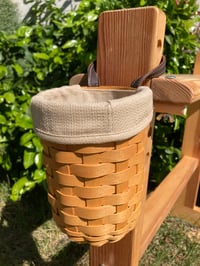 Image 2 of Bench basket, round with leather strap