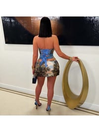 Image 2 of Metal Chain Tie-wrap Split Hem Skirt Sets