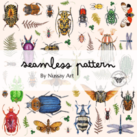 Image 1 of Seamless repeat pattern Insect & Beetle 