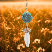 Image 1 of Boho Flower Earrings – Czech Glass & Aurora Crystal Drop
