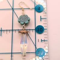 Image 3 of Boho Flower Earrings – Czech Glass & Aurora Crystal Drop