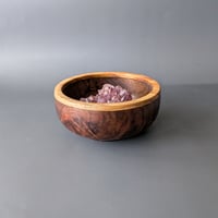 Image 1 of Large Altar Bowl - Figured Walnut and Canarywood 4.65" x 2"
