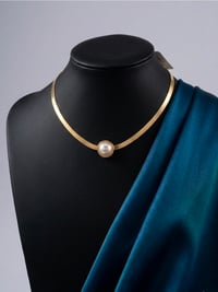 Image 1 of Guilded Orb Herringbone Choker 