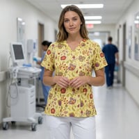 SunLit Floral Scrub Top