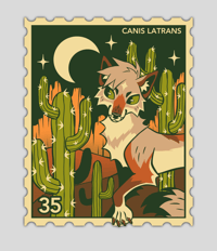 Image 2 of Coyote Stamp Sticker 