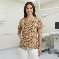 Image 2 of Autumn Meadow V-Neck Scrub Top