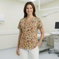 Image 3 of Autumn Meadow V-Neck Scrub Top