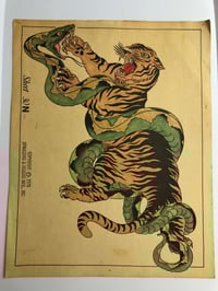 Image 1 of 1976 hand colored Spaulding & Roger’s Tiger snake production flash 11x14