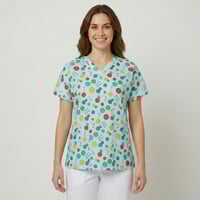 Image 1 of Groovy Buttons V-Neck Scrub Top